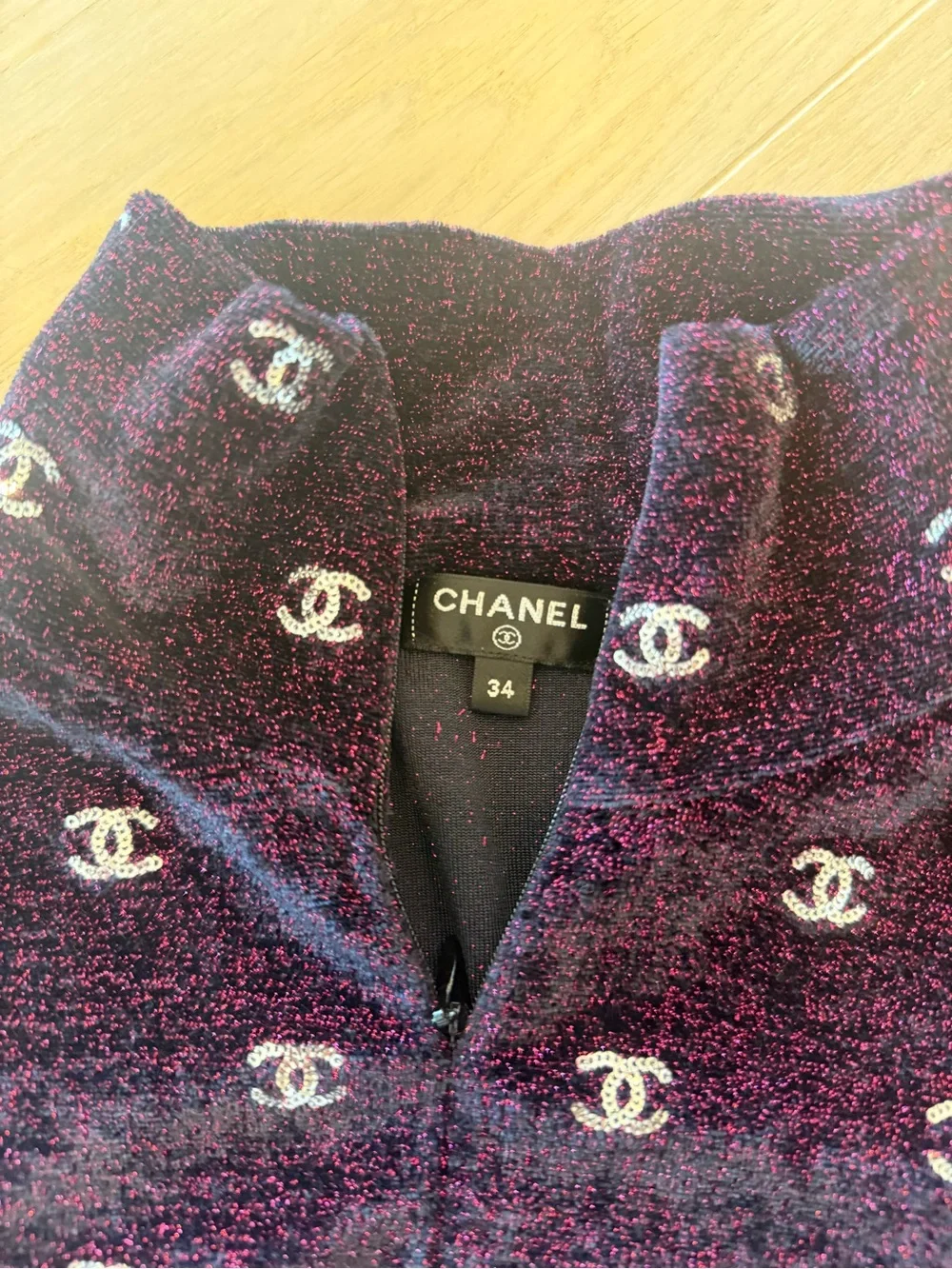 NWT CHANEL Cropped Short-Sleeve Logo Knit Polo